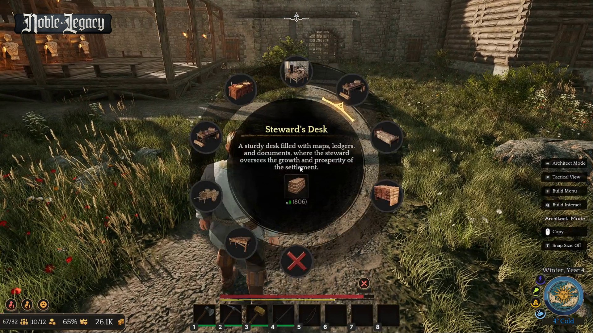The Noble Legacy interaction wheel with labelled build options